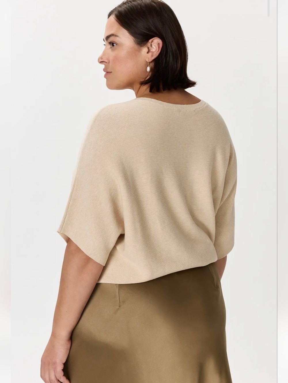 Quince Heather Oatmeal Cotton Cashmere Dolman Sweater Minimalist Contemporary XL - Picture 3 of 9